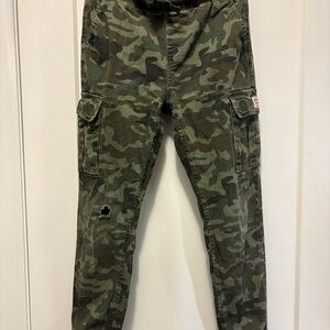 Kids' Distressed Green Camouflage Cargo Pants